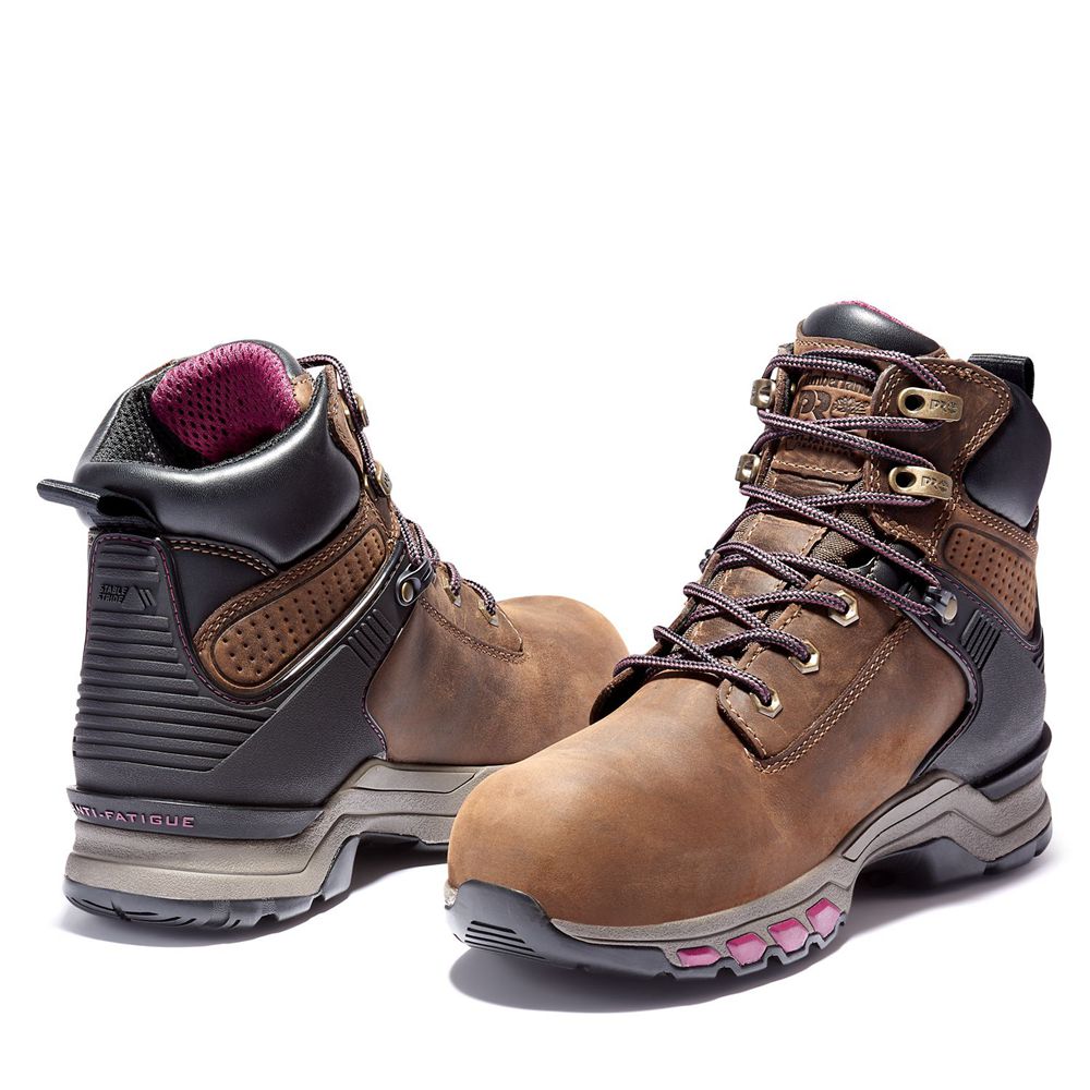 Botas de Trabajo Timberland Mujer Pro® Hypercharge 6-Inch Composite-Toe Waterproof Marrones/Negras -